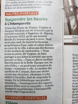 Intemporelle 65 - Presse - Gîte et chambres d'hôte